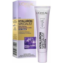 Hialurono rūgšties paakių kremas L'oreal Paris Hyaluron Specialist, 15 ml цена и информация | Сыворотки, кремы для век | pigu.lt