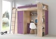 Dviaukštė lova Meblocross Verana L, 200x90 cm, ąžuolo spalvos/violetinė kaina ir informacija | Vaikiškos lovos | pigu.lt