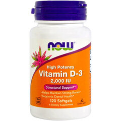 Пищевая добавка Now Foods Витамин D3 2000IU (120 мягких таблеток) цена и информация | Витамины, пищевые добавки, препараты для хорошего самочувствия | pigu.lt