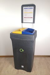 Контейнер для мусора с двумя отсеками для сортировки с информационной рамкой, 100л цена и информация | Мусорные баки | pigu.lt