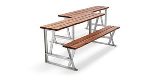 Скамейка со столом из переработанного алюминия и глазурованной сосны цена и информация | Садовые скамейки | pigu.lt
