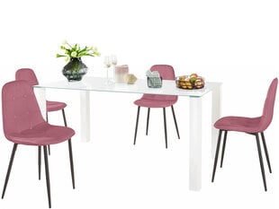 Комплект мебели для столовой Notio Living Dante 160, белый/розовый цена и информация | Комплекты мебели для столовой | pigu.lt