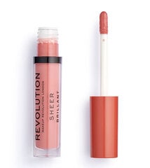 Lūpų blizgis Makeup Revolution London Gloss Sheer 3 ml, 106 Glorified kaina ir informacija | Lūpų dažai, blizgiai, balzamai, vazelinai | pigu.lt