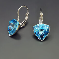 Auskarai moterims DiamondSky Bermuda Triangle (Aquamarine Blue) su Swarovski kristalais kaina ir informacija | Auskarai | pigu.lt