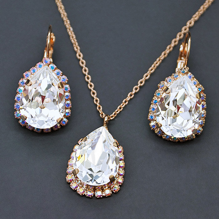 Papuošalų rinkinys moterims DiamondSky Celestial Drop III su Swarovski kristalais