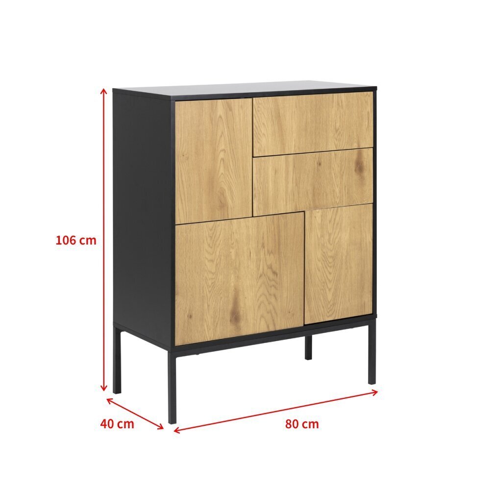 Komoda Selsey Krapina, 80x40x106cm, ruda/juoda kaina ir informacija | Komodos | pigu.lt