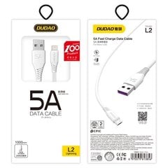 Dudao USB / Lightning fasst charging data cable 5A 1m white (L2L 1m white) цена и информация | Кабели для телефонов | pigu.lt