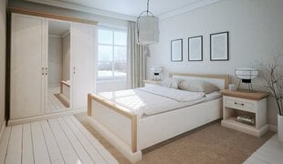 Miegamojo komplektas Royal, baltos/ąžuolo spalvos цена и информация | Комплекты мебели для спальной комнаты | pigu.lt