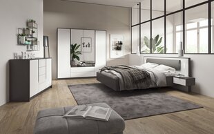 Miegamojo baldų komplektas Sega, baltas/pilkas цена и информация | Комплекты мебели для спальной комнаты | pigu.lt