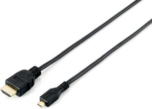Equip HDMI Micro HDMI Cable, 1, juodas kaina ir informacija | Kabeliai ir laidai | pigu.lt