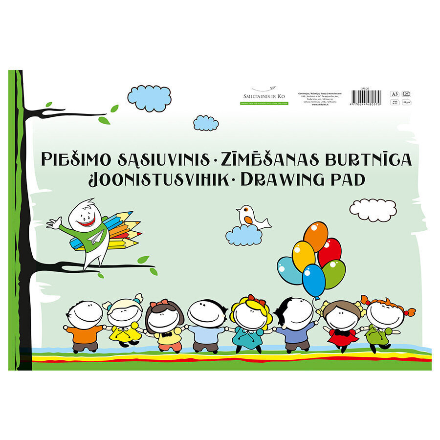 Piešimo sąsiuvinis A3, 20 lapų цена и информация | Sąsiuviniai ir popieriaus prekės | pigu.lt