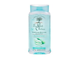 Valomasis micelinis šampūnas riebiems ir normaliems plaukams su alaviju ir žaliąja arbata Le Petit Olivier, 250 ml цена и информация | Шампуни | pigu.lt
