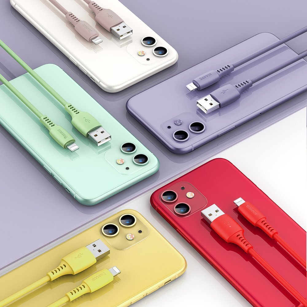 Krovimo/duomenų perdavimo laidas USB - Lightning Baseus Colorful 1.2m, rausvas цена и информация | Laidai telefonams | pigu.lt