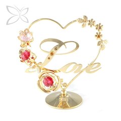 Надпись LOVE в сердце с цветами, с кристаллами SWAROVSKI,золотое покрытие. цена и информация | Другие оригинальные подарки | pigu.lt