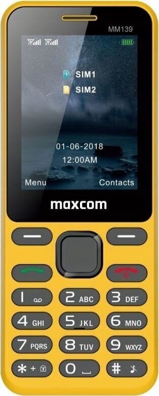 Maxcom MM139, Dual SIM, Yellow цена и информация | Mobilieji telefonai | pigu.lt