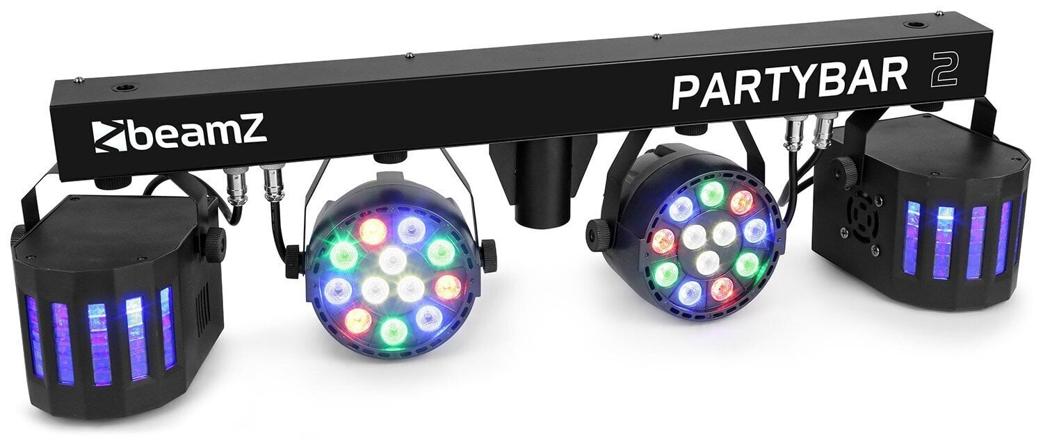 BeamZ Partybar 2x PAR + 2x Derby šviesos efektai ant trikojo kaina ir informacija | Dekoracijos šventėms | pigu.lt