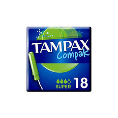 Tamponai Tampax Compak Super 18 vnt kaina ir informacija | Tamponai, higieniniai paketai, įklotai | pigu.lt