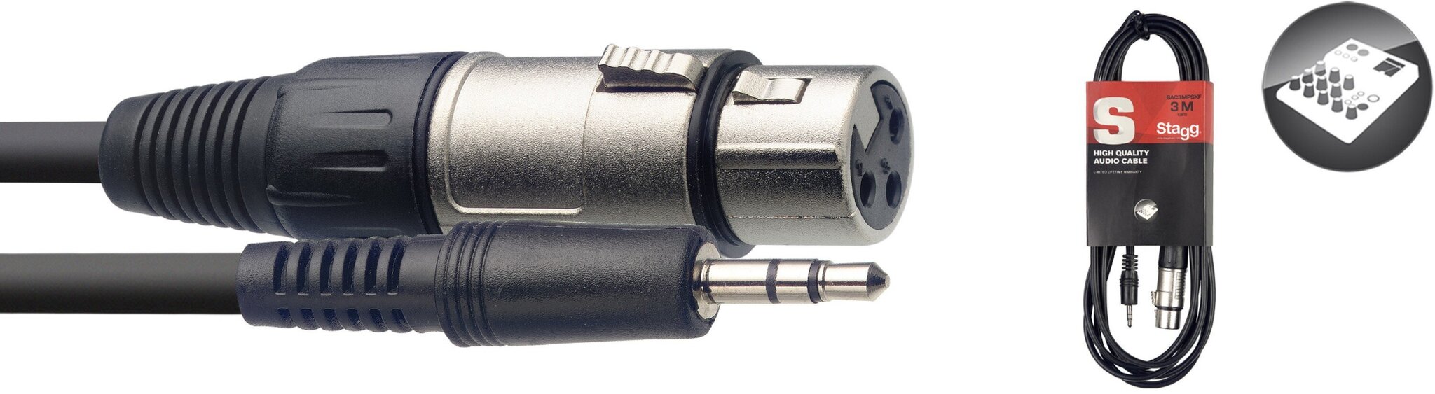 Stagg 3.5mm miniJack TRS - XLR/f 3m kaina ir informacija | Kabeliai ir laidai | pigu.lt