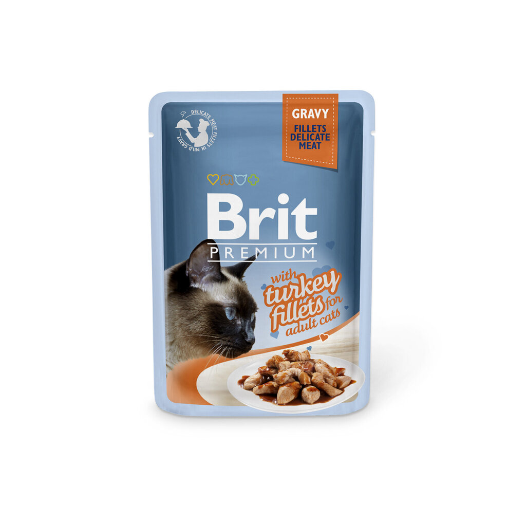 Brit Premium Cat Delicate konservai katėms maišelyje Turkey in Gravy 85g x 24vnt цена и информация | Konservai katėms | pigu.lt