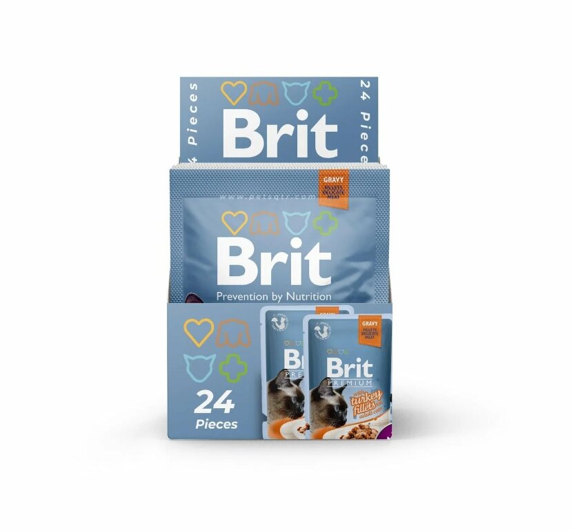 Brit Premium Cat Delicate konservai katėms maišelyje Turkey in Gravy 85g x 24vnt цена и информация | Konservai katėms | pigu.lt