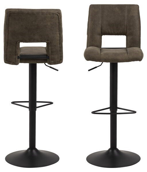 2-jų baro kėdžių komplektas Sylvia, tamsiai žalias gobelenas kaina ir informacija | Virtuvės ir valgomojo kėdės | pigu.lt
