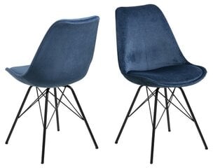 2-jų kėdžių komplektas Eris, mėlynas/juodas kaina ir informacija | Virtuvės ir valgomojo kėdės | pigu.lt