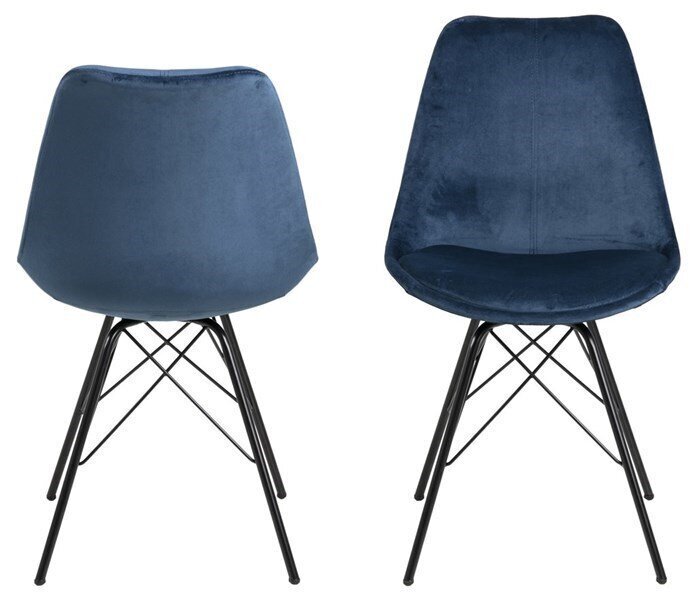 2-jų kėdžių komplektas Eris, mėlynas/juodas kaina ir informacija | Virtuvės ir valgomojo kėdės | pigu.lt