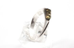 Sidabrinis žiedas su žaliu gintaru "Strėlė" цена и информация | Кольца | pigu.lt