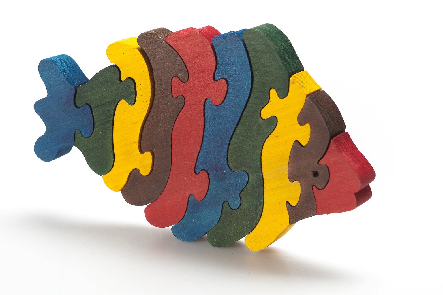 Medinė spalvota dėlionė „Žuvis“ kaina ir informacija | Lavinamieji žaislai | pigu.lt