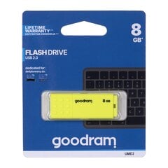 GOODRAM FLASHDRIVE 8 ГБ UME2 USB 2.0 ЖЕЛТЫЙ цена и информация | USB накопители | pigu.lt