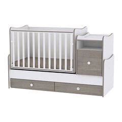 Auganti vaikiška lovytė su komoda Lorelli Trend Plus New, 110x62, baltos/rudos spalvos kaina ir informacija | Kūdikių lovytės | pigu.lt