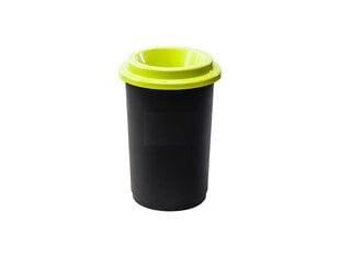 Черный мусорный бак с зеленой открытой крышкой, 50 л цена и информация | Мусорные баки | pigu.lt