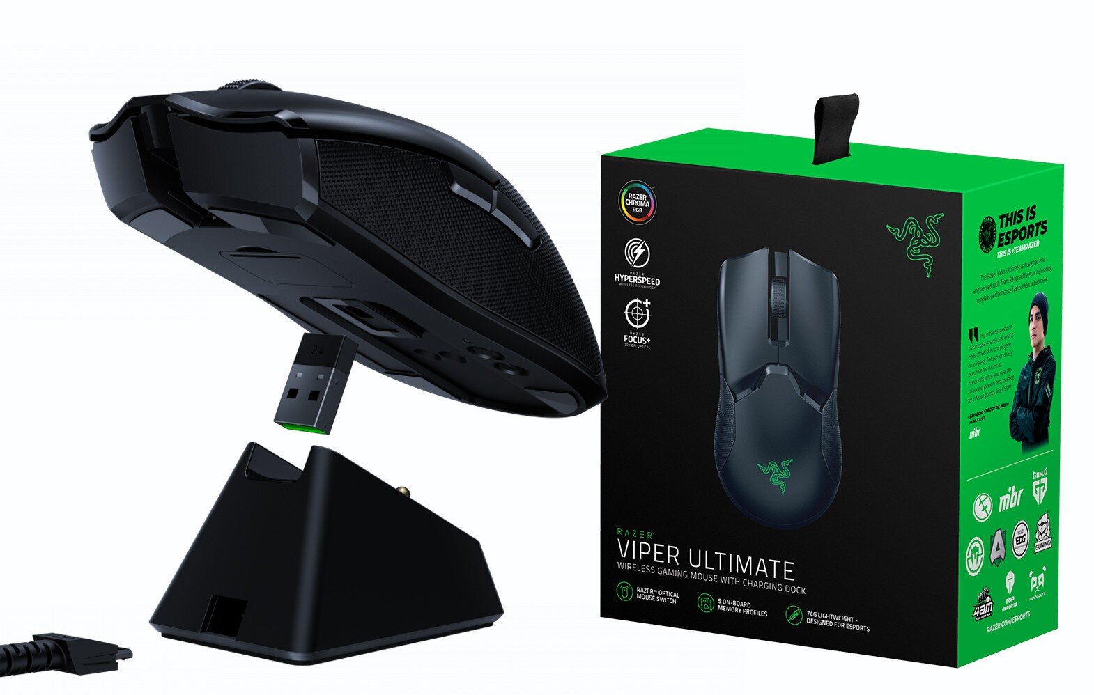 Razer Viper Ultimate, juoda цена и информация | Pelės | pigu.lt