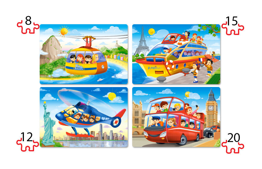 Dėlionė transporto priemonės 4in1 Castorland цена и информация | Dėlionės (puzzle) | pigu.lt