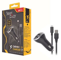 Steelplay Car Charger X2 USB Ports, MicroUSB, 2.6A цена и информация | Зарядные устройства для телефонов | pigu.lt