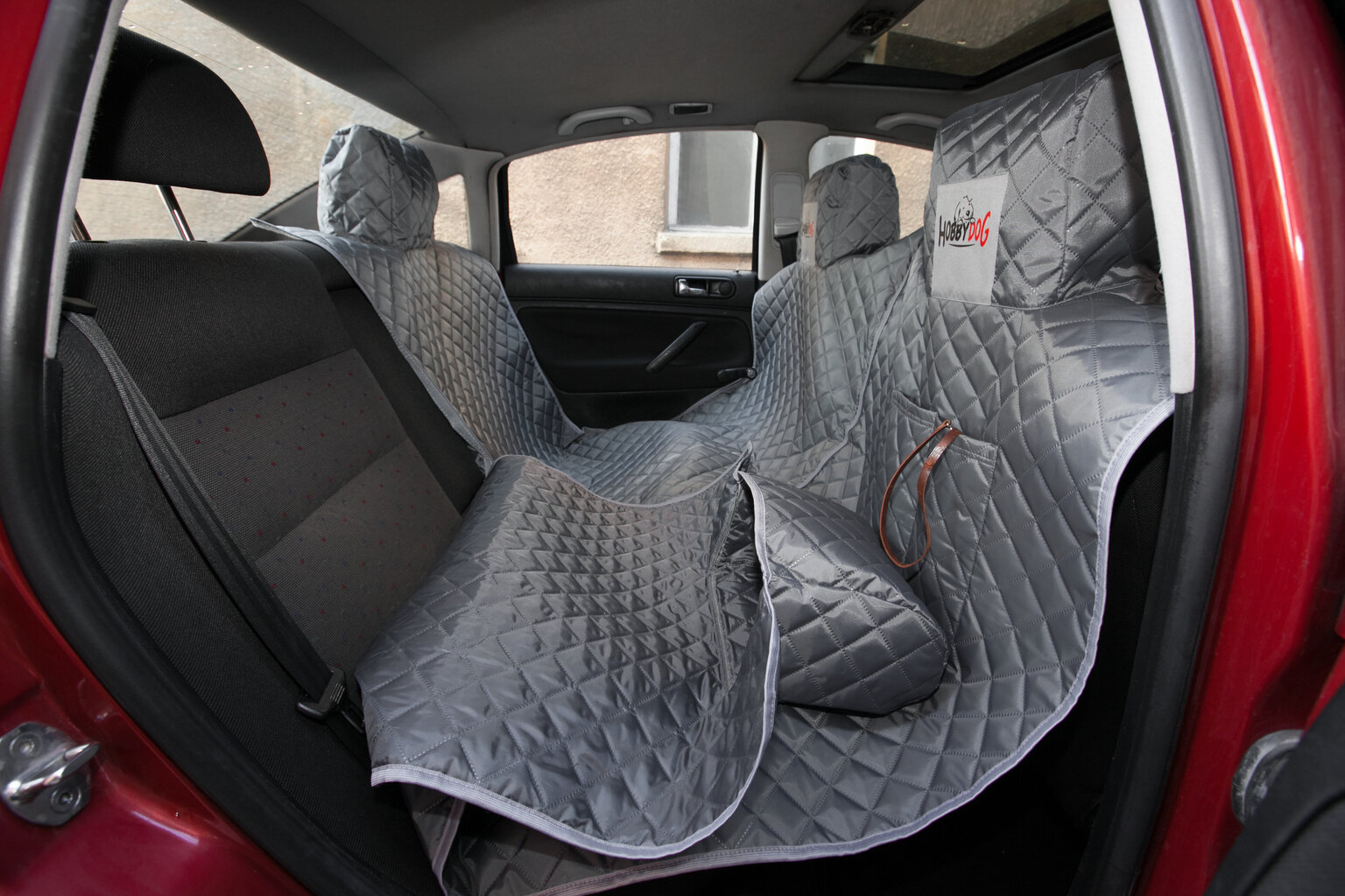 Hobbydog automobilio sėdynių užtiesalas su velcro juosta, pilkas, 220x140 cm kaina ir informacija | Kelioniniai reikmenys | pigu.lt
