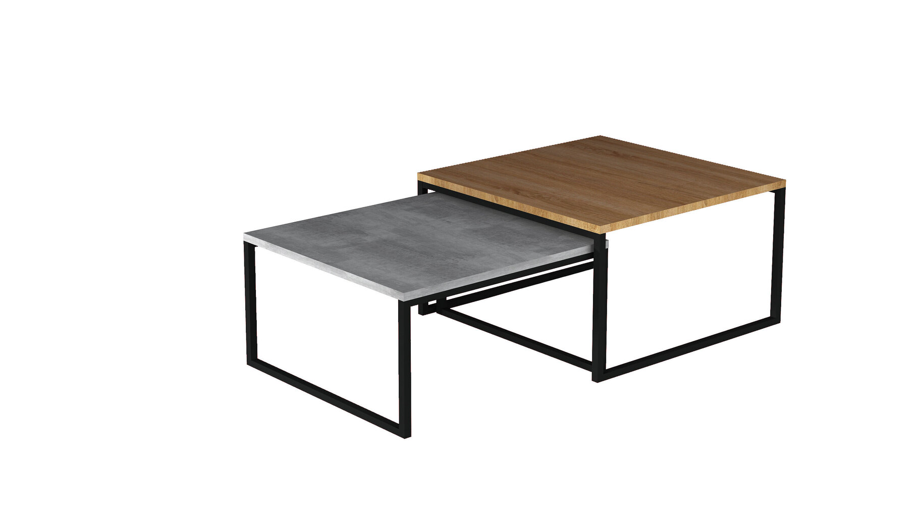 2-jų staliukų komplektas NORE Nevio, rudas/pilkas kaina ir informacija | Kavos staliukai | pigu.lt