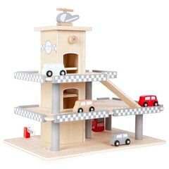 Большой деревянный гараж с лифтом + машинки Ecotoys цена и информация | Игрушки для мальчиков | pigu.lt