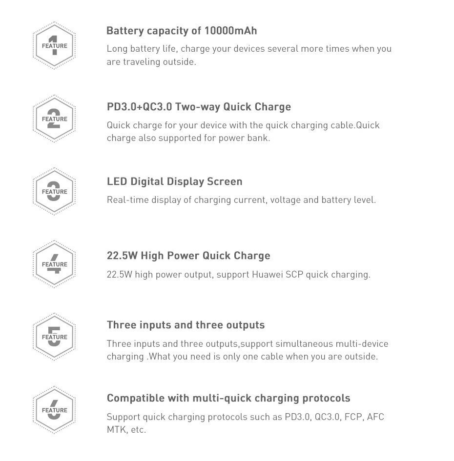 Power Bank Baseus Adaman Metal Quick Charge 3.0, USB-Type C, 3A kaina ir informacija | Atsarginiai maitinimo šaltiniai (power bank) | pigu.lt
