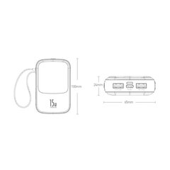 Внешний аккумулятор Baseus Q Pow With Type-C Cable с LCD экраном 10000mAh, белый PPQD-A02 цена и информация | Зарядные устройства Power bank | pigu.lt