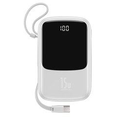 Išorinė baterija Power Bank Baseus Q Pow With Type-C Cable su LCD ekranu 10000mAh balta PPQD-A02 kaina ir informacija | Atsarginiai maitinimo šaltiniai (power bank) | pigu.lt