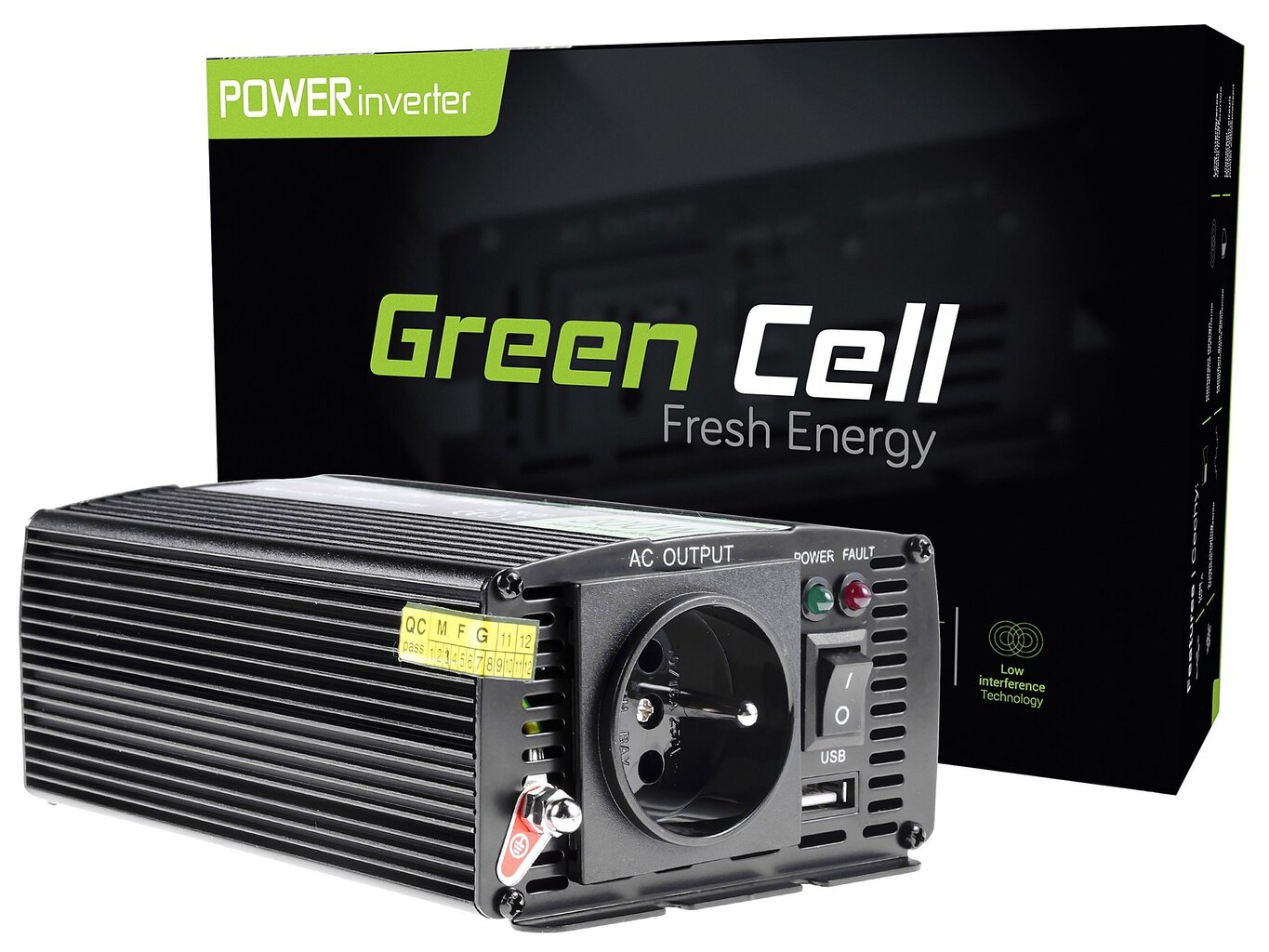 Green Cell galios keitiklis 24 V - 230 V 300W/600W Modifikuota sinuso banga цена и информация | Įtampos keitikliai | pigu.lt