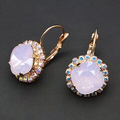 Auskarai moterims DiamondSky Glare III (Rose Water Opal) su Swarovski kristalais kaina ir informacija | Auskarai | pigu.lt