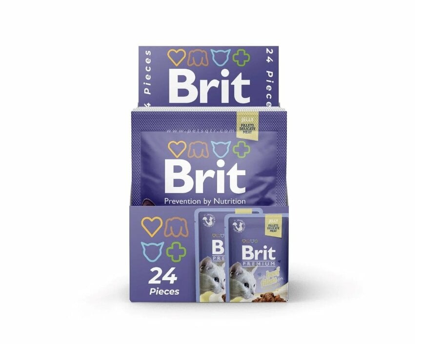 Brit Premium Cat Delicate konservai katėms maišelyje Beef in Jelly 85g x 24vnt kaina ir informacija | Konservai katėms | pigu.lt