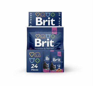 Brit Premium konservai katėms maišelyje Chicken&Turkey 100g x 24vnt цена и информация | Консервы для кошек | pigu.lt