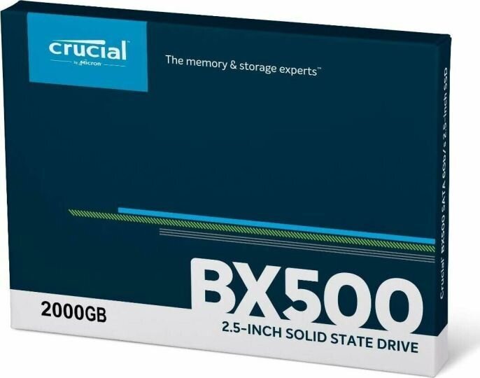 SSD|CRUCIAL|BX500|2TB|SATA 3.0|Write speed 500 MBytes/sec|Read speed 540 MBytes/sec|2,5"|TBW 720 TB|MTBF 1500000 hours|CT2000BX500SSD1 цена и информация | Vidiniai kietieji diskai (HDD, SSD, Hybrid) | pigu.lt