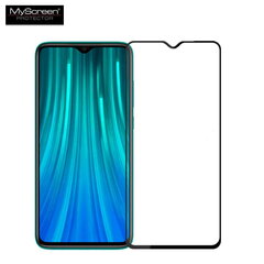 MyScreen Diamond Edge 2.5D FULL GLUE 0.33mm grūdintas stiklas su juodu rėmeliu, skirtas Xiaomi Redmi Note 8 kaina ir informacija | Apsauginės plėvelės telefonams | pigu.lt