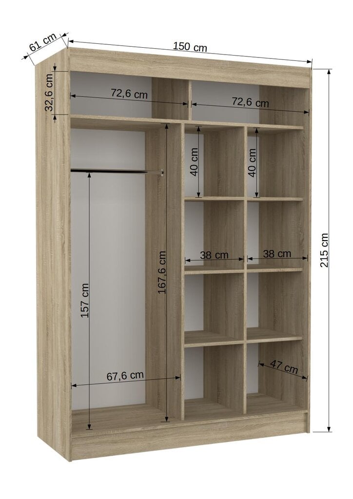 Spinta Adrk Furniture Balton 150 cm, balta kaina ir informacija | Spintos | pigu.lt