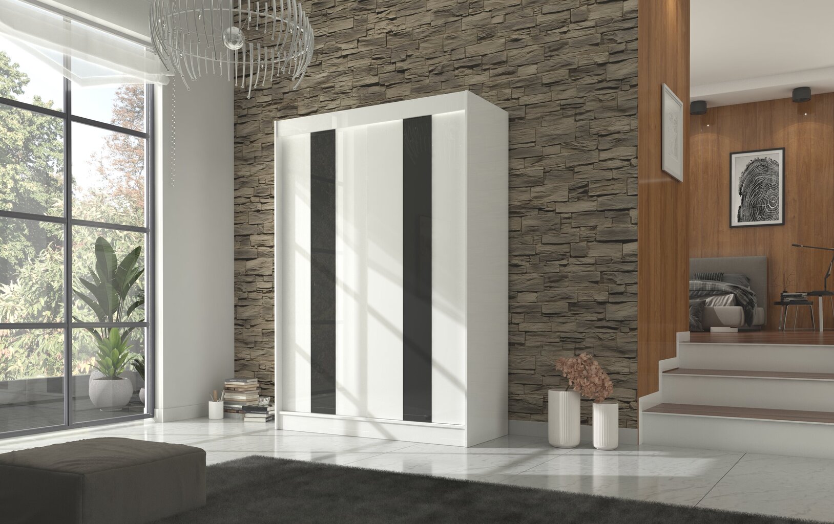 Spinta Adrk Furniture Karen 150 cm, balta kaina ir informacija | Spintos | pigu.lt
