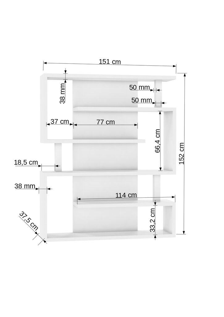 Lentyna ADRK Furniture Felipe, 185x151 cm, balta kaina ir informacija | Lentynos | pigu.lt
